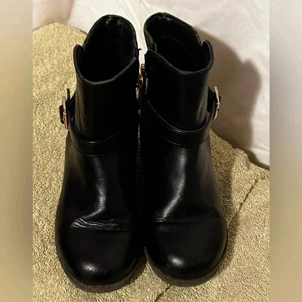 Michael Kors Kids Girls Sz 10 Black & Brown Faux Leather Boots
